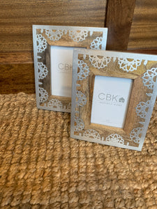 Wood and silver accented picture frame